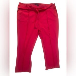 Worthington Modern Fit Tie Waist Taper Pants Size 20 Plus Rumba Red f11